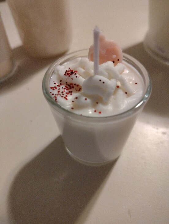 Other - Strawberry Whipped Soy Candle Votive with Pink Strawberry